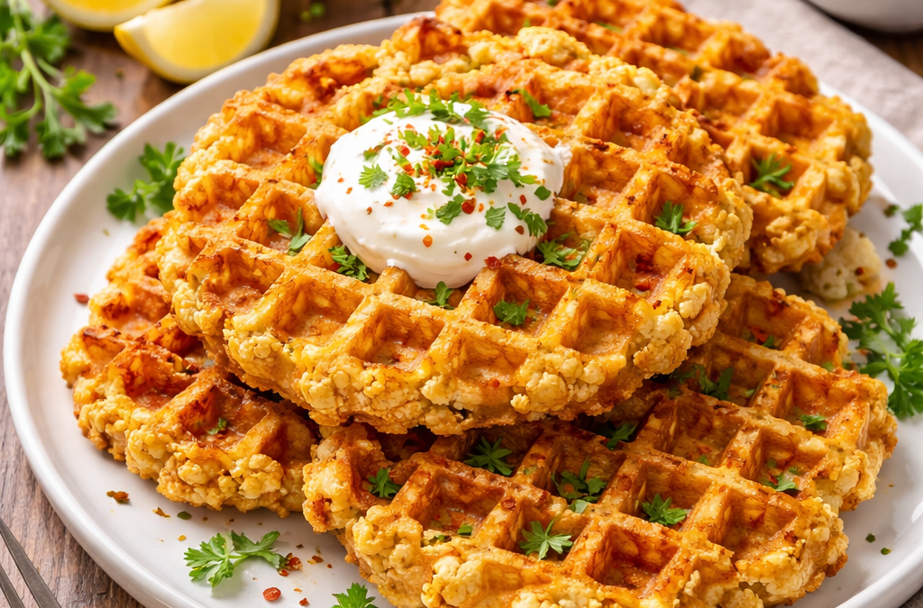 Recette de gaufres de chou-fleur proposé par un producteur partenaire à la Ferme de la Chasseloire