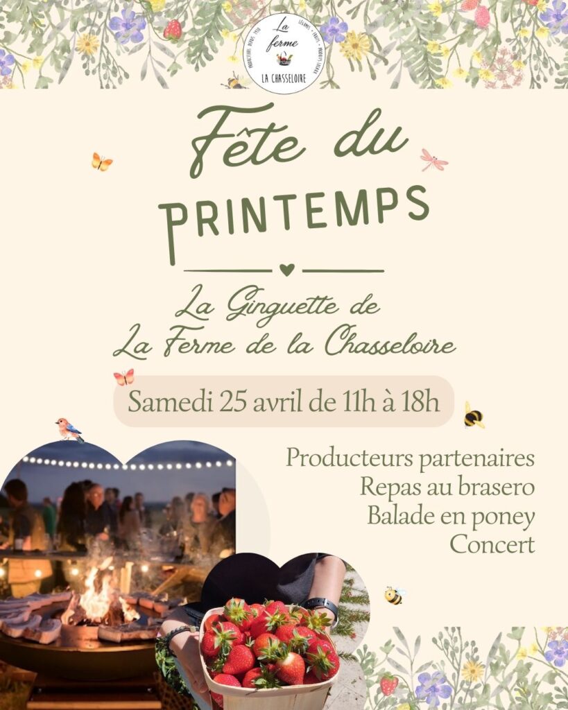 Affiche de la fête du printemps 2026 organisée à la ferme de la chasseloire près de nantes
